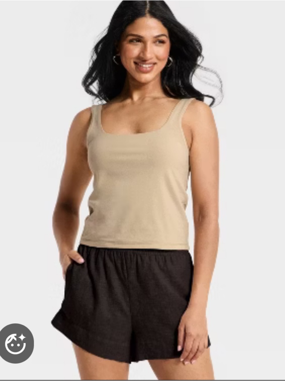 Mossimo Supply Co classic scoop neck tan beige stretchy tank top size Large